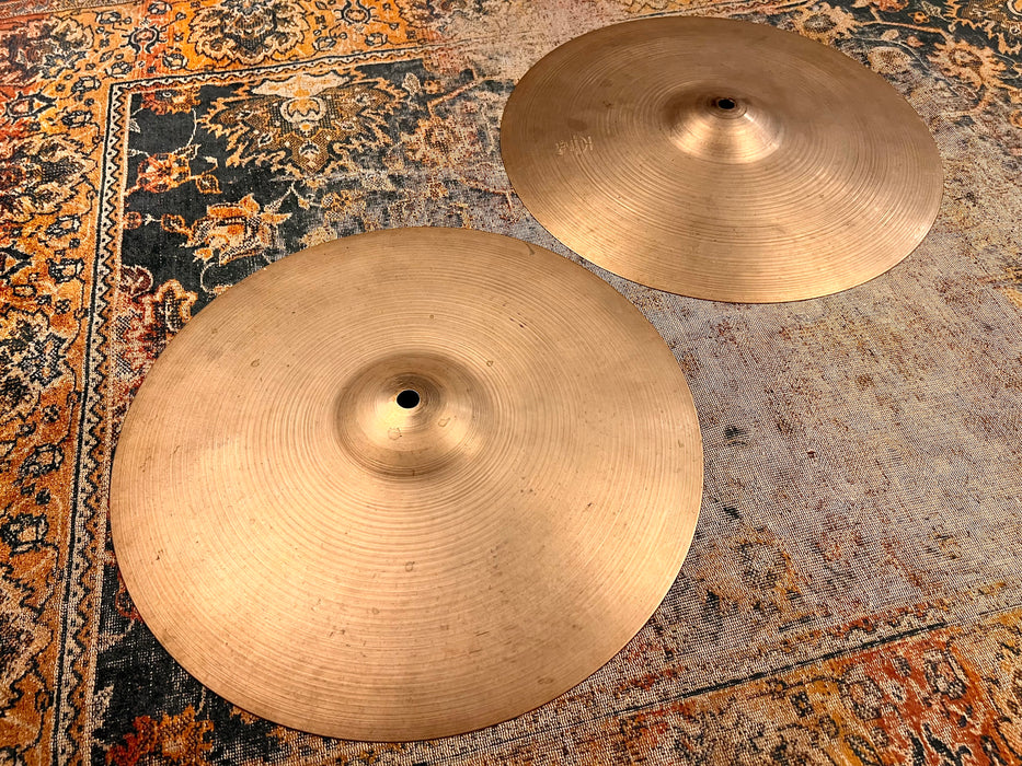 Ultra THIN EARLY 1950s Vintage Zildjian 14” Hihats 714 788 g LIGHT WHISPY! AMAZING Hihats