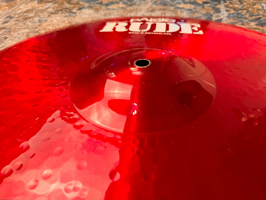 Crazy Ass CUSTOM PAISTE RED RUDE Colorsound BASHER 18” CRASH RIDE 1518 g SUPER CLEAN! Unique!