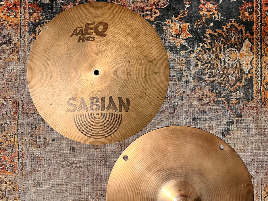 RARE Sabian EQ Hihats 14” FLAT TOP 1320 1374 g HH AA VERY TIGHT Focused + Shimmer