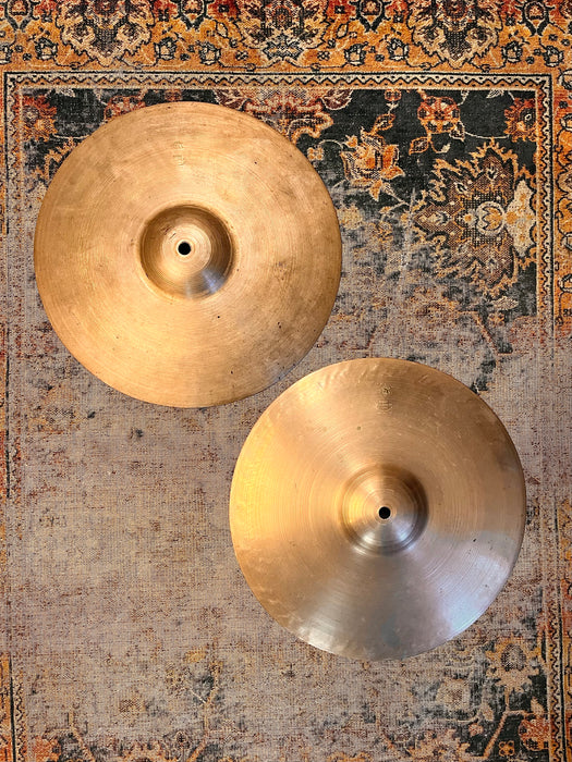 90 Year Old 1930s Vintage Zildjian 13” Hihats ULTRA PAPER THIN at 446 480 g SUPER LIGHT Early Tone!