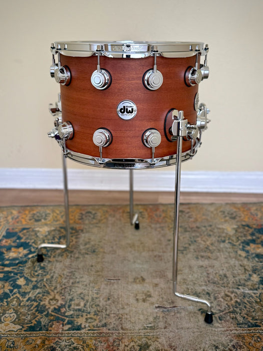 Custom DW Collector's Series BALLAD SNARE EXOTIC CHERRY SPRUCE  10” X 14” Mahogany Finish w/ Beato Case MINT
