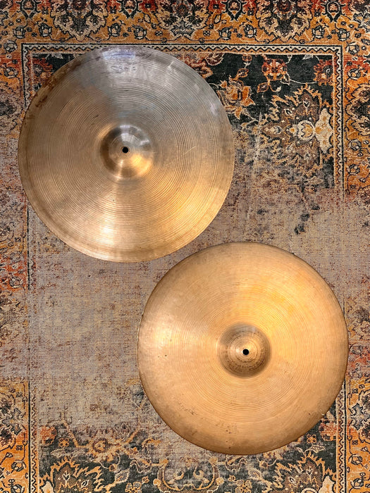 ULTRA Rare Vintage Zildjian 1940s 16” FLANGE HATS Hihats Paper Thin Trans Stamp Hats! 886 836 g LIGHT Whispy