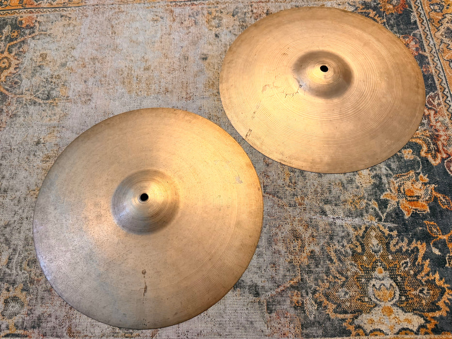 80 Yr Old 1940s VINTAGE Zildjian Paperthin TRANS STAMP Hihats 13” 556 588 g Amazing! REAL!