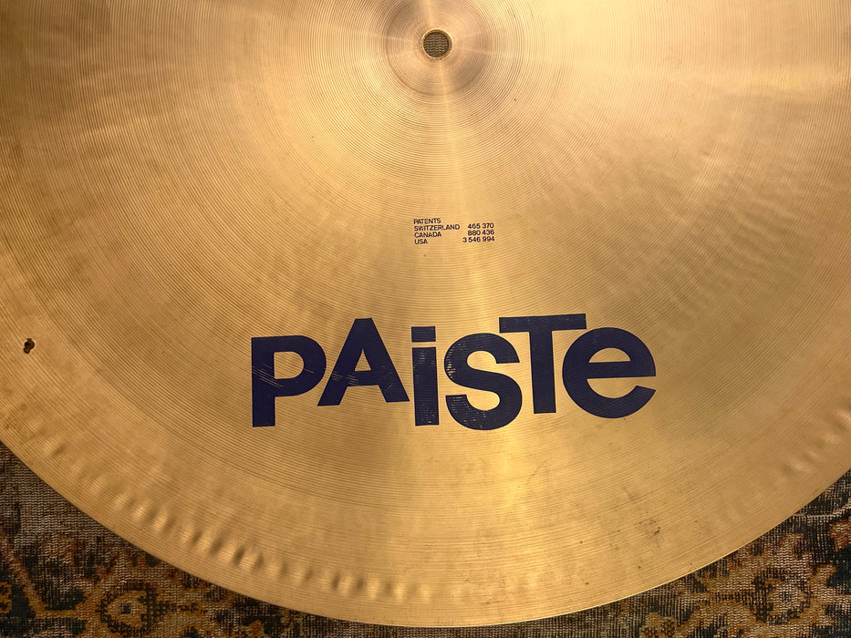 ULTRA Rare 1983 Vintage Paiste BLUE LABEL 22” 602 Heavy Flat Ride Sizzle 3464 g GOTTLIEB