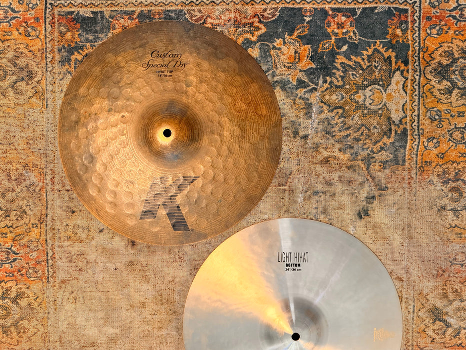 Unique ZILDIIAN COMBO Orig K CUSTOM Special Dry Over K LIGHT 14” Hihats Crisp Articulate 1117 1180 g