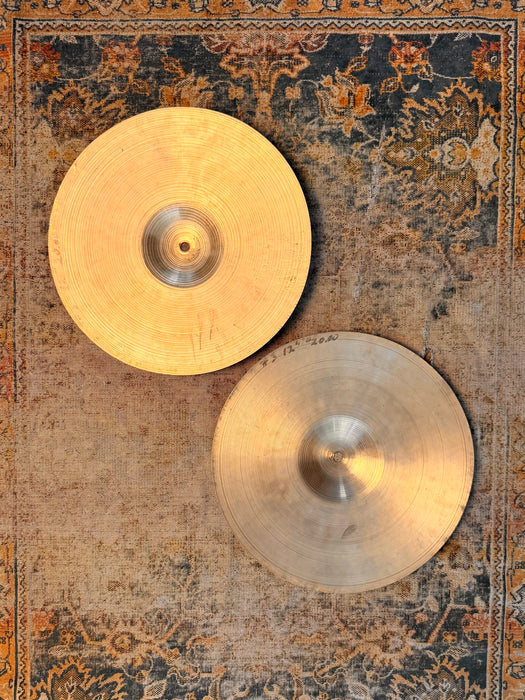 RARE Vintage 1940s Trans Stamp ZILDJIAN PAPER THIN 12” Hihats 442 464 g EXTREMELY THIN! Whispy!