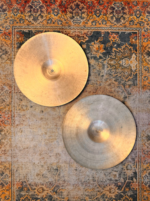 80 Yr Old 1940s VINTAGE Zildjian Paperthin TRANS STAMP Hihats 13” 556 588 g Amazing! REAL!