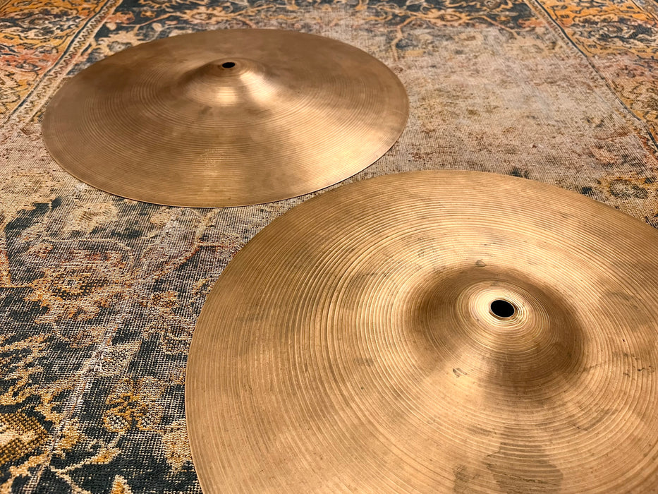 1960s Vintage Zildjian 14” Hihats PAPER THIN 810 834 g CLEAN! Light Complex! RINGO! Hand Hammered!