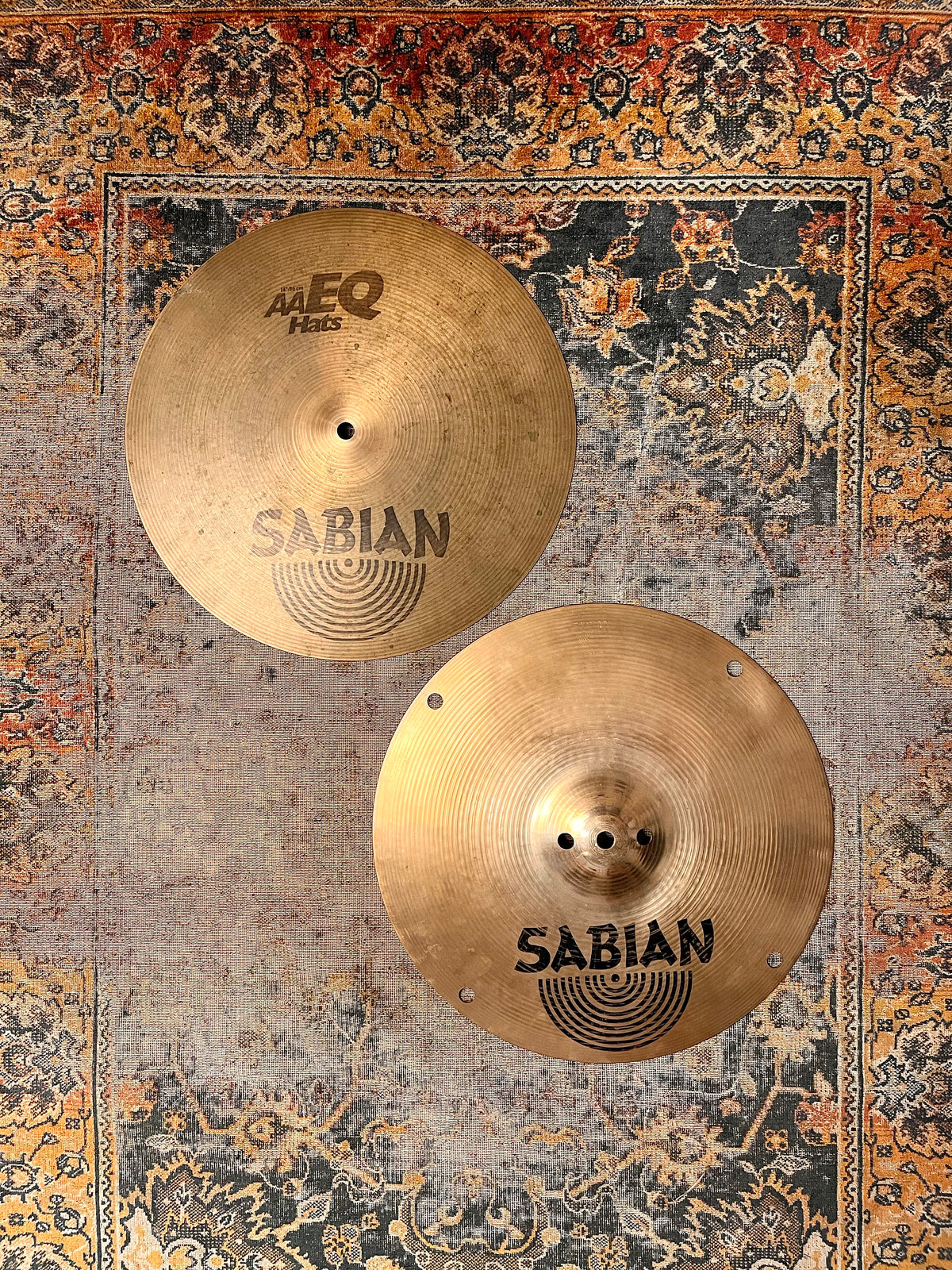 RARE Sabian EQ Hihats 14” FLAT TOP 1320 1374 g HH AA VERY TIGHT