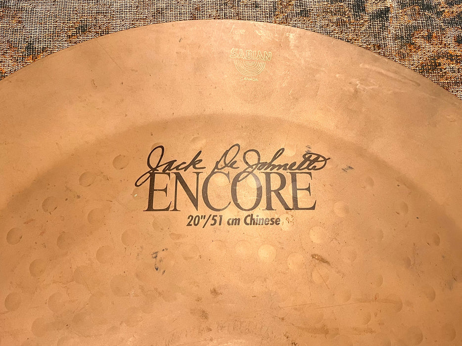 Rare Sabian JACK DEJOHNETTE Encore PANG CHINA 20” 2124 g DRY Complex! Great Alt Ride