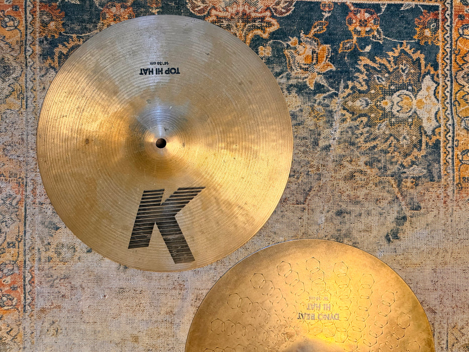 RARE 1980s EARLY VERY DARK Zildjian K/Z COMBO 14” Hihats GADD esque! 1010 1258 g CRISP!