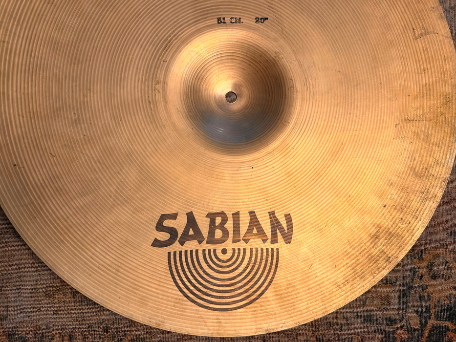 Vintage Sabian Hollow Logo MEDIUM HEAVY Ride 20” 2694 g DRY Stick Definition, Strong Bell Versatile