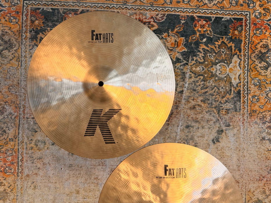 Zildjian K FAT HATS 15” Hihats IMMACULATE Cond! Very DARK Version! 1150 1496 g DON’T Pay $720 & Guess!!