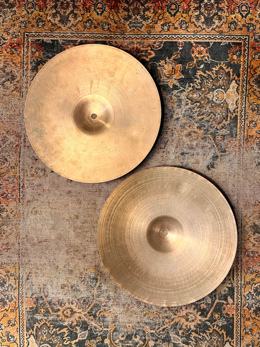 VERY PAPER THIN 1950s Vintage Zildjian 14” Hihats 687 748 g LIGHT AIRY WHISPY TONE! GORGEOUS!