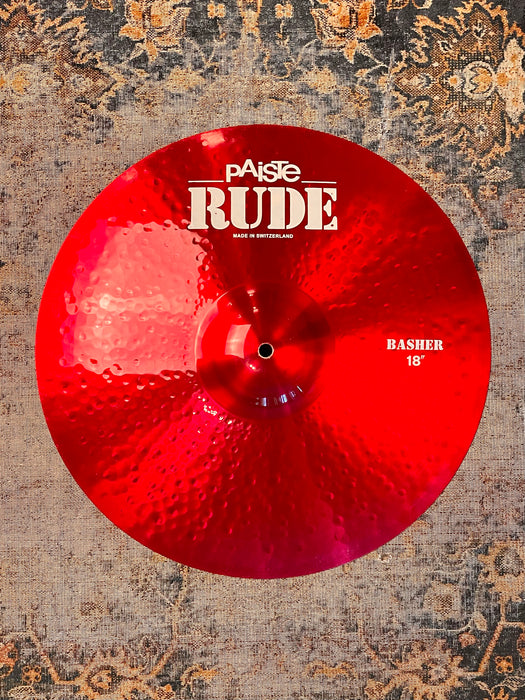 Crazy Ass CUSTOM PAISTE RED RUDE Colorsound BASHER 18” CRASH RIDE 1518 g SUPER CLEAN! Unique!