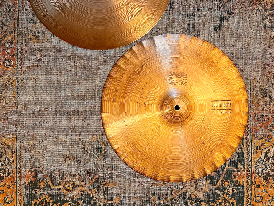 Vintage 1974 Paiste 2002 BLACK LABEL 15" SOUND EDGE Hihats! BONHAM! THE REAL DEAL! 1116 1160 g ICONIC!