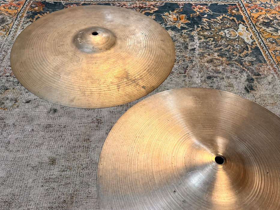 Ultra PAPER THIN 1950s Vintage Zildjian 14” Hihats 662 716 g LIGHT WHISPY! GORGEOUS!