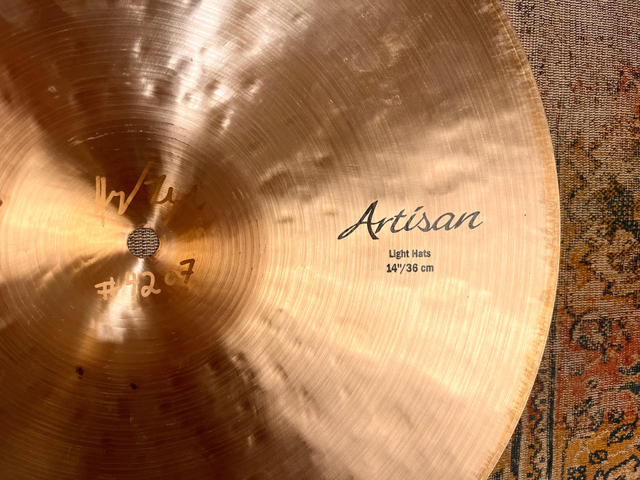 Sabian ARTISAN LIGHT Hihats 14” ONLY 842 1024 g DARK, Responsive  & Lightly Complex! Don’t Pay $900