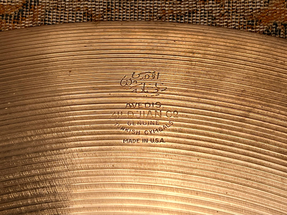 1960s Vintage Zildjian 20" Ride Crash 2510 g SMOOTH Med Low! Semi-Dark Classic 60s!