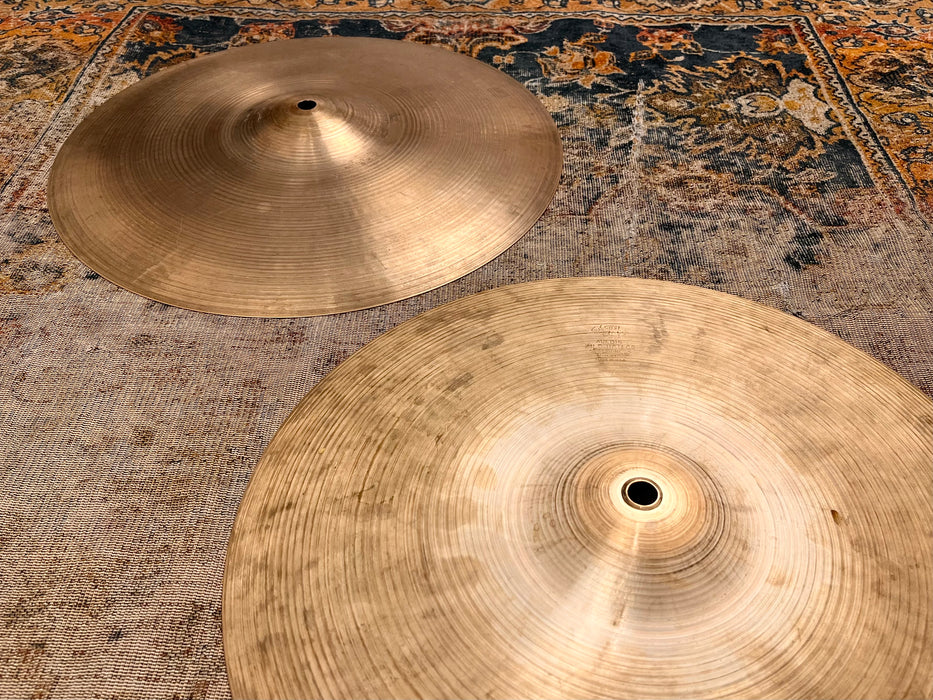 1960s Vintage Zildjian New Beat 14” HiHats 864 1352 g Factory Logo Stamp THIN LIGHT Crisp!
