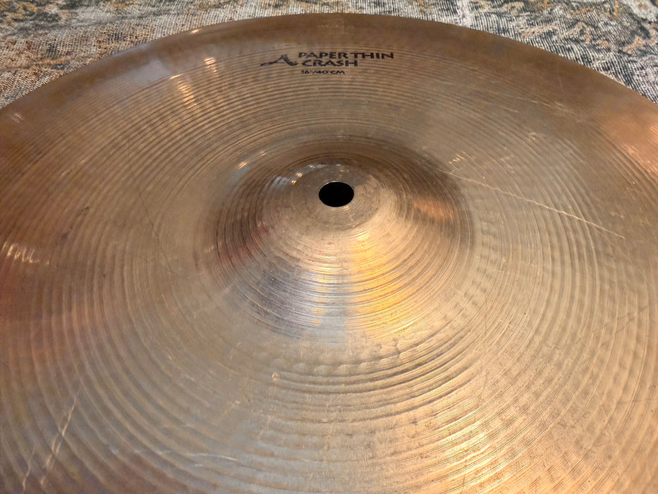 Rare Zildjian BRILLIANT PAPER THIN CRASH 16” Hand Selected Easily Bendable! Only 874 g