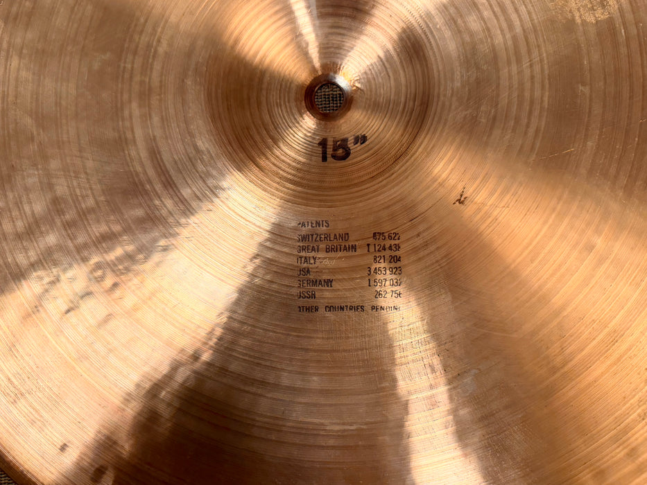 Vintage 1974 EARLY Paiste 2002 BLACK LABEL 15" SOUND EDGE Hihats! BONHAM! THE REAL DEAL! 1139 1024 g ICONIC!