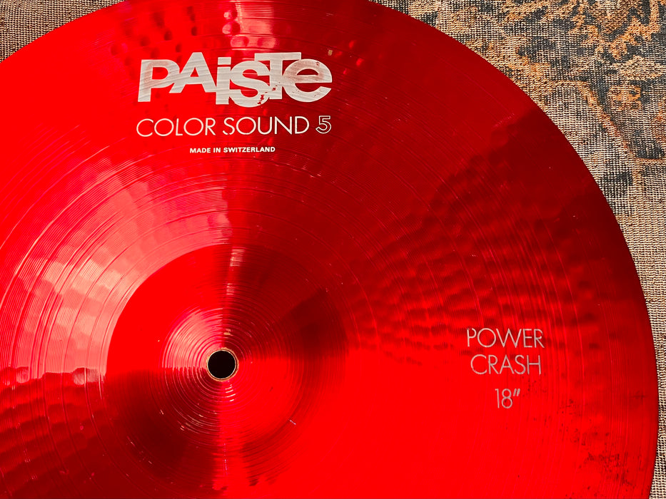 1985 Original PAISTE COLORSOUND 5 18” Power Crash VERY RED! FULL TONE! 1628 g NOT The 900