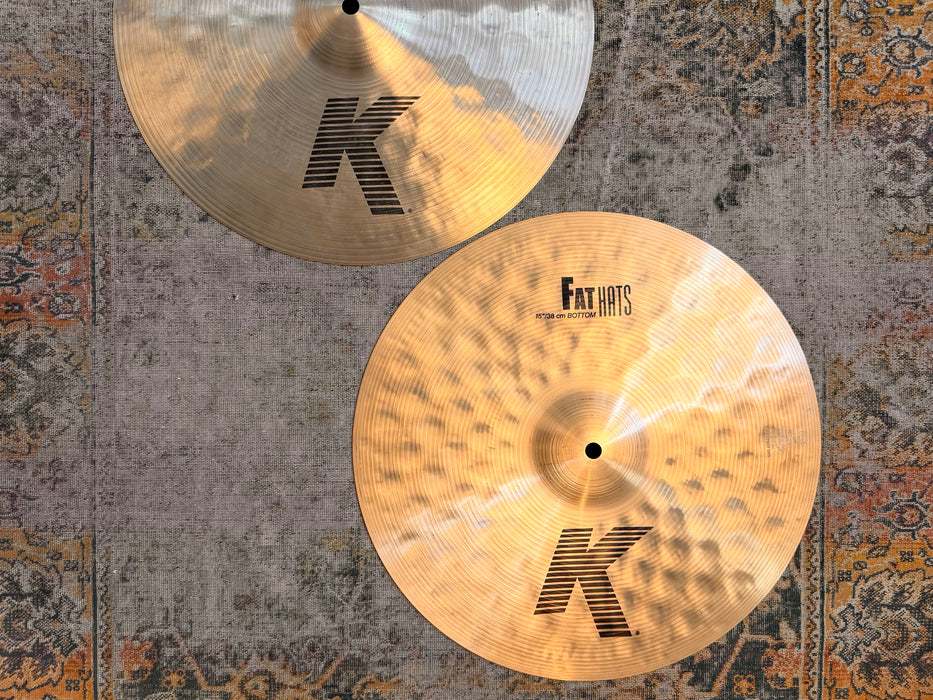 Zildjian K FAT HATS 15” Hihats IMMACULATE Cond! Very DARK Version! 1150 1496 g DON’T Pay $720 & Guess!!