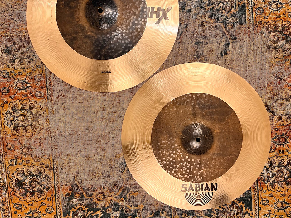 RARE Custom 17” Sabian HHX CLICK HATS Hihats YES!! 17s”!  1624 1998 g PERFECT! Unique! Massive!