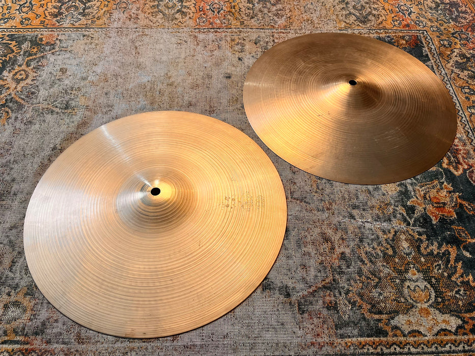 Vintage Zildjian 1960s New Beat Hihats 14” Only 814 1298 g Light SMOOTH Tone! EARLY NEW BEATS