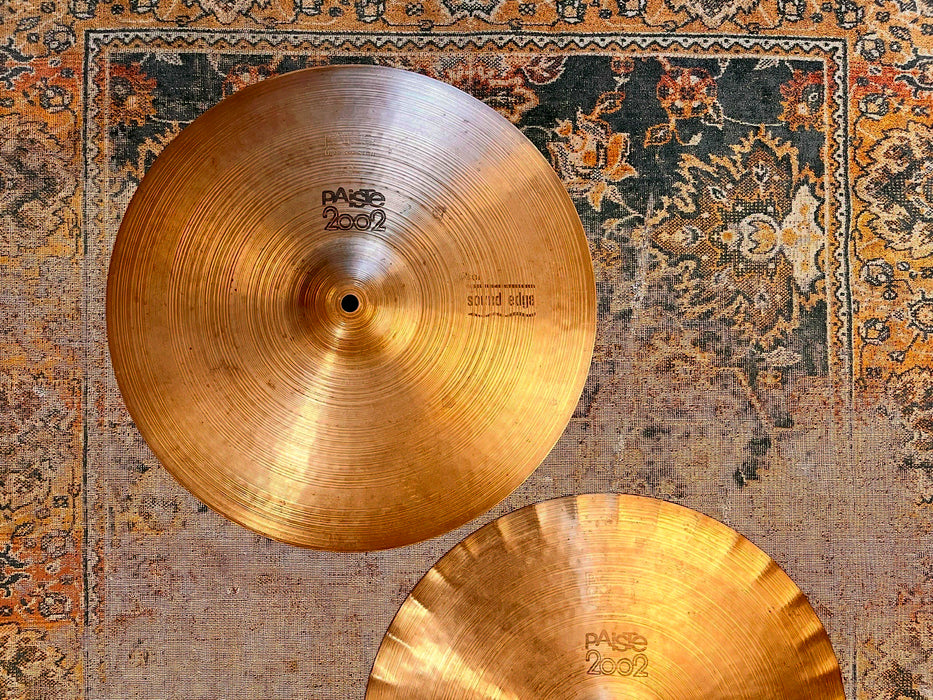 Vintage 1974 Paiste 2002 BLACK LABEL 15" SOUND EDGE Hihats! BONHAM! THE REAL DEAL! 1116 1160 g ICONIC!
