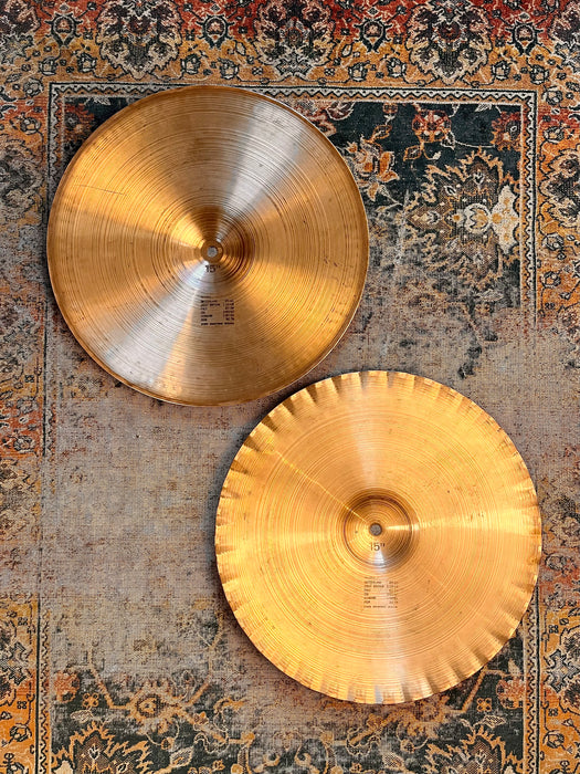 Vintage 1974 Paiste 2002 BLACK LABEL 15" SOUND EDGE Hihats! BONHAM! THE REAL DEAL! 1116 1160 g ICONIC!