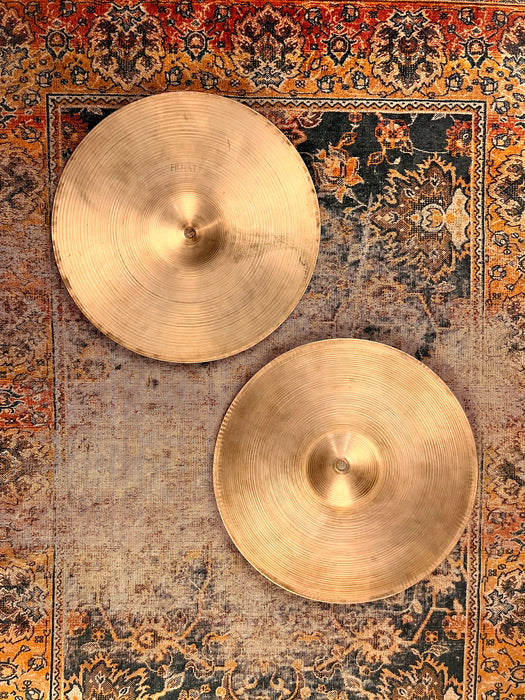 THIN LIGHT Vintage Zildjian EARLY New Beat 14” HiHats 844 1224 g Factory Stamped “HIHAT”