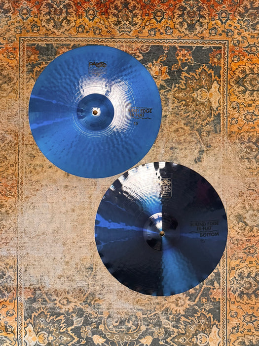 Unique Paiste ONE Of A KIND Custom Blue 2002 15" Sound Edge Hihats, 19" Crash, 20" Crash SET... With Black Labels!!!!!!!