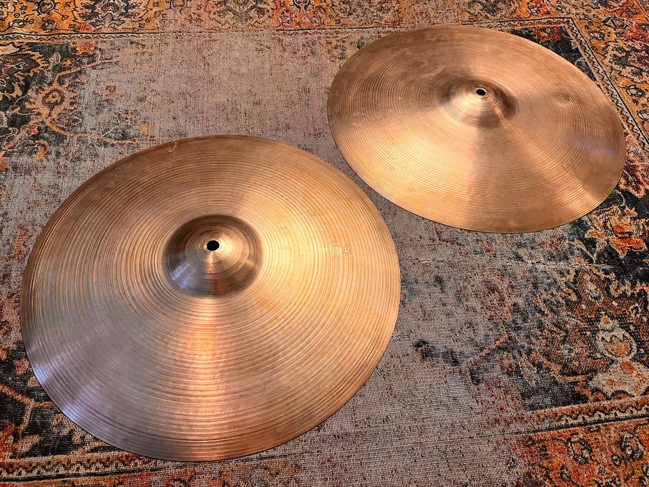 75 Yr Old Rare DARK ULTRA PAPER THIN Vintage 1950s Zildjian 15” Hihats 838 864 g WARM! Incredible