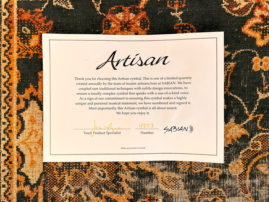 RARE DARK CRISP Sabian ARTISAN Hihats 13” 890 1246 g IMMACULATE In Bag w/ Cert