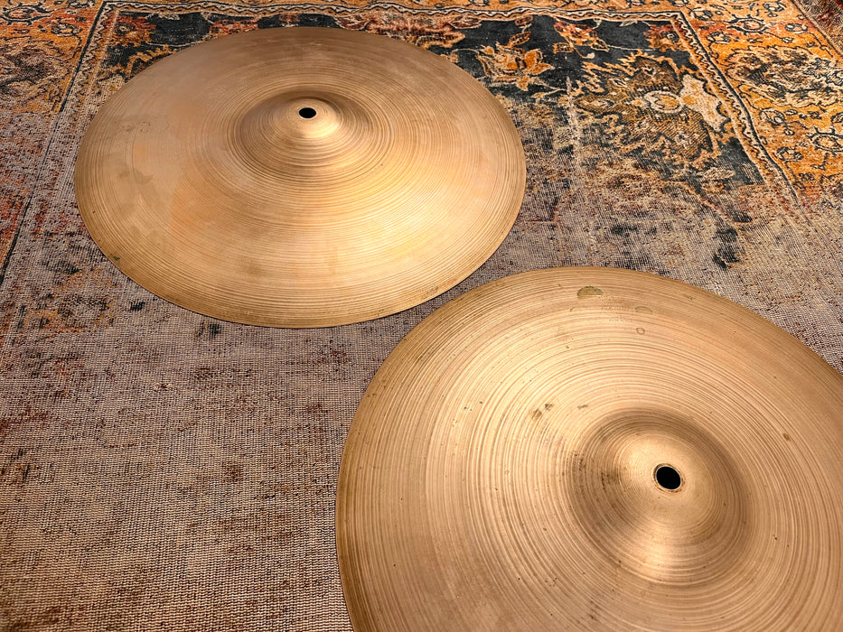 Ultra PAPER THIN EARLY 1950s Vintage Zildjian 14” Hihats 730 796 g LIGHT COMPLEX WHISPY! CLEAN