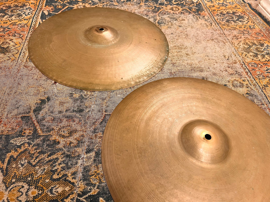 Ultra THIN RARE 1940s Vintage Zildjian Trans Stamp 15” Hihats 879 910 g PAPER THIN Golden Era! WHIPSY!