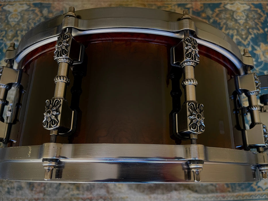 Rare Discontinued TAMA MASAI WARLORD BUBINGA 6” X 14” Snare w Swarovski Crystals MIJ