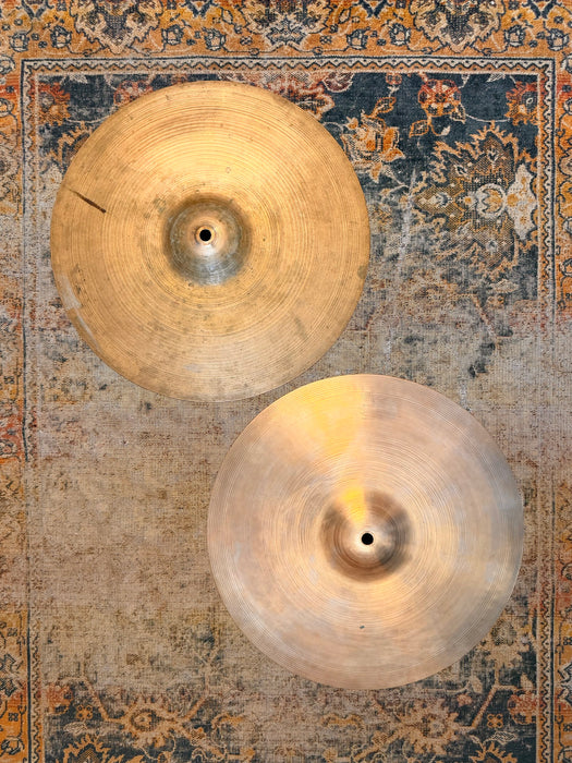 1960s Vintage Zildjian 14” Hihats PAPER THIN Light Very Complex Hand Hammered! 716 890 g