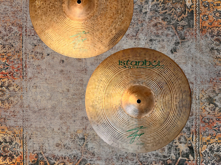 Istanbul AGOP SIGNATURE 14” Hihats 834 966 g THIN LIGHT SMOKY COMPLEX! Perfect Shape!