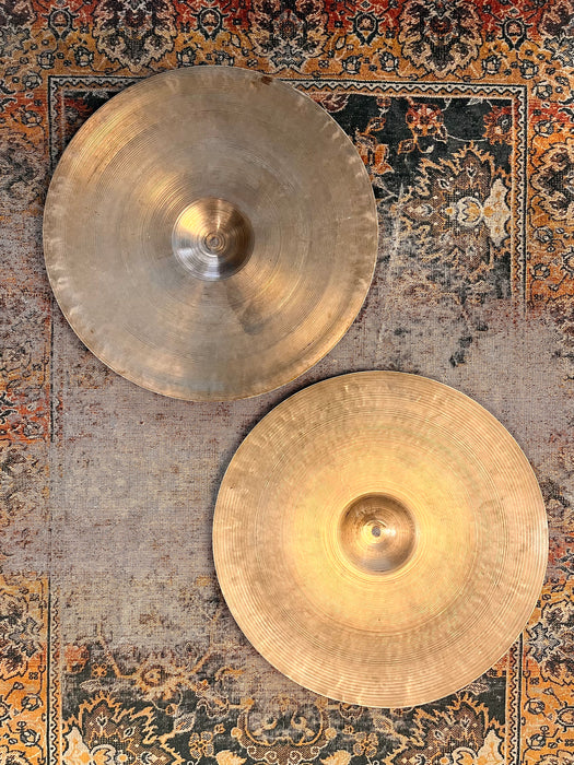 ULTRA Rare Vintage Zildjian 1940s 16” FLANGE HATS Hihats Paper Thin Trans Stamp Hats! 886 836 g LIGHT Whispy