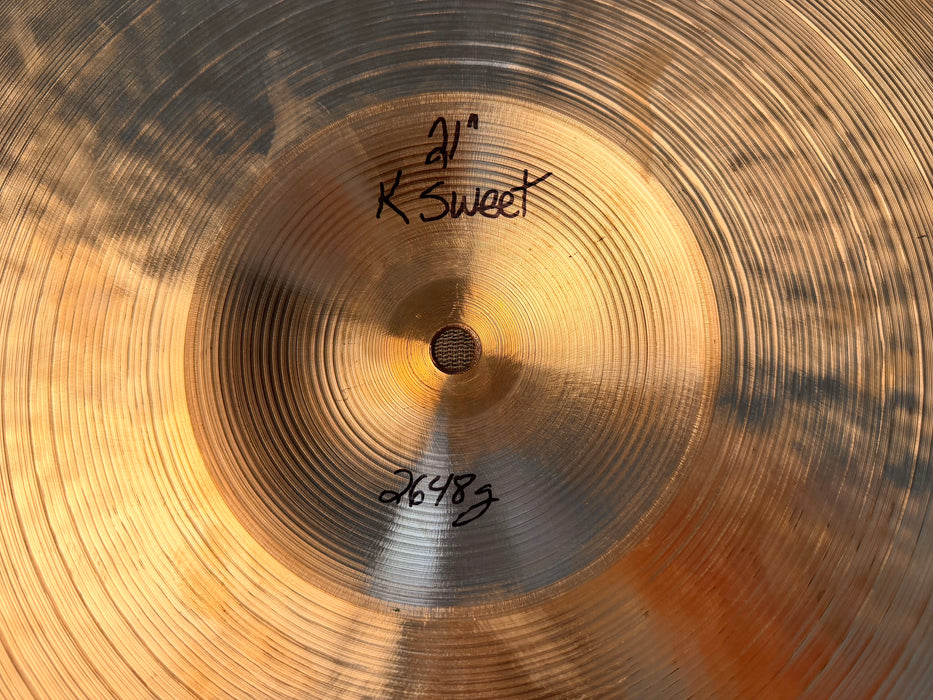 RARE Zildjian PROTOTYPE K SWEET 21” Ride SOLID Definition w/ HEAVIER Weight at 2648 g CLEAN
