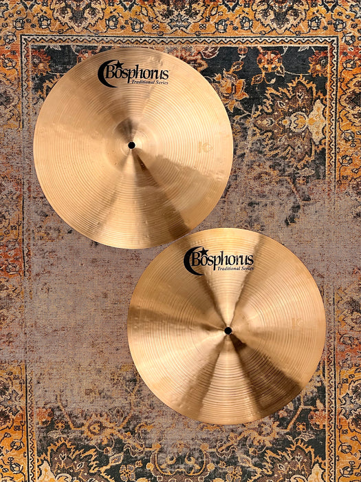 Rare Bosphorus Traditional 15” DARK Hihats 1028 1210 g Warm Golden Complex! MINT