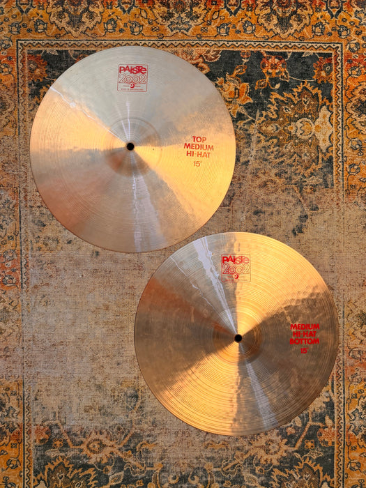 PAISTE 2002 15” Medium Hihats 995 1192 g Clean Tone! FAT CRISP 15s”!  Iconic! Why PAY $604???