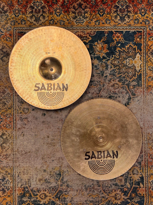 RARE ULTRA CRISP Vintage Sabian 14” FLAT Hihats 1028 1412 g FAST QUICK Clean BRILLIANT