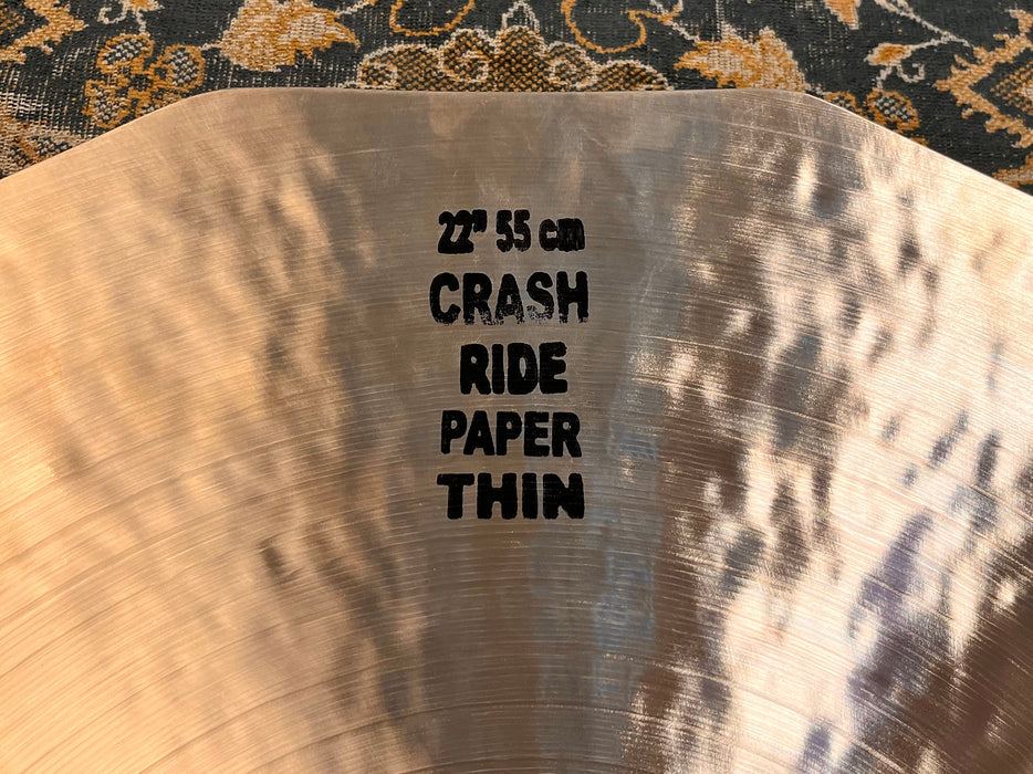 Paper Thin 1/2 Brushed Masterwork DODECAGON Prototype 22” LIGHT Crash Ride Only 1632 g PAPERY THIN