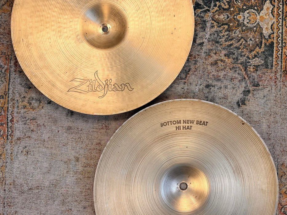 Vintage Zildjian 1970s 15” NEW BEAT Hihats 1234 1528 g FAMOUS 70s TONE! CRISP, FAT & Articulate!