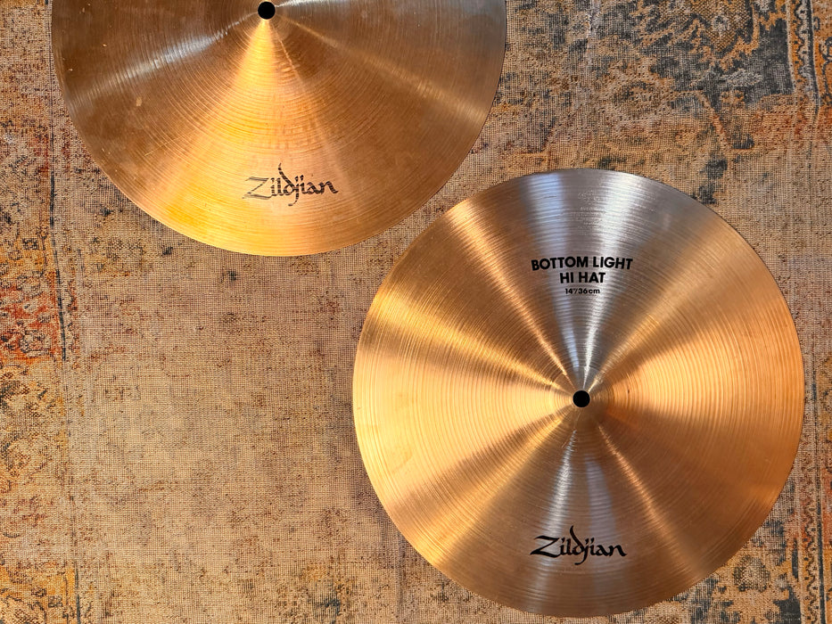 Rare FACTORY LIGHT Vintage Zildjian Thin Hihats 14” 879 892 g CLEAN! Awesome LIGHT Zildjian! Discontinued