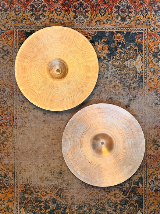 1960s Vintage Zildjian 14” Hihats PAPER THIN Light Very Complex Hand Hammered! 716 890 g